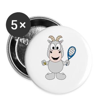 TENNIS - ZIEGE - SPORT - TIER - TIERISCH - Buttons groß 56 mm (5er Pack) - Weiß - Vorne