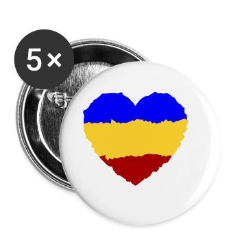 Rumänisches Herz - Buttons groß 56 mm (5er Pack) - Weiß - Vorne