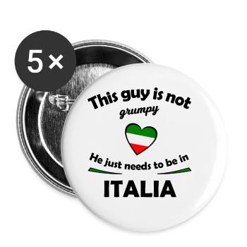 Grumpy in Italia - Buttons groß 56 mm (5er Pack) - Weiß - Vorne