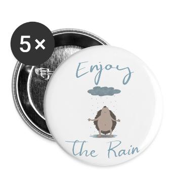 Illustrierter Igel im Regen - Buttons groß 56 mm (5er Pack) - Weiß - Vorne