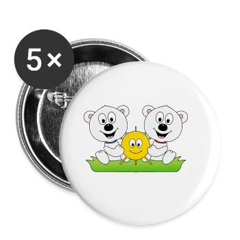 EISBÄREN - SOMMER - SONNE - SONNENSCHEIN - LIEBE - Buttons groß 56 mm (5er Pack) - Weiß - Vorne