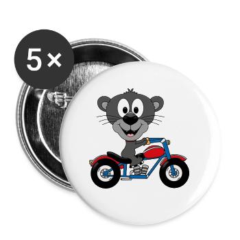 PANTHER - MOTORRAD - BIKER - TIERISCH - TIER - Buttons groß 56 mm (5er Pack) - Weiß - Vorne