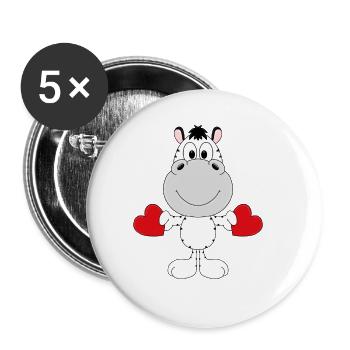 ZEBRA - LIEBE - LOVE - TIER - TIERISCH - VERLIEBT - Buttons groß 56 mm (5er Pack) - Weiß - Vorne