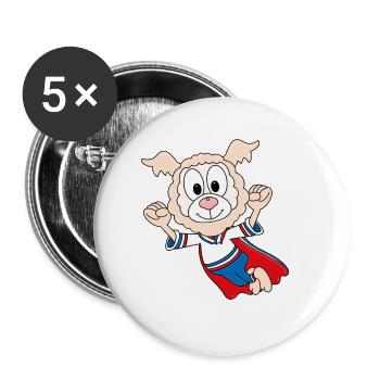 SUPERHELD - LAMA - ALPAKA - TIERISCH - TIER - Buttons groß 56 mm (5er Pack) - Weiß - Vorne