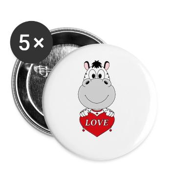 ZEBRA - LIEBE - LOVE - TIER - TIERISCH - VERLIEBT - Buttons groß 56 mm (5er Pack) - Weiß - Vorne