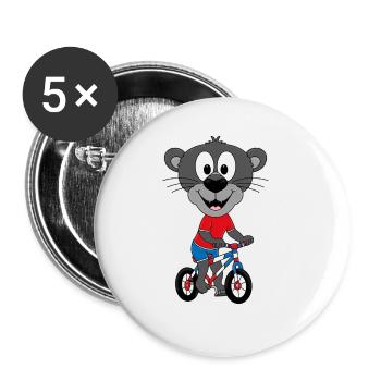 PANTHER - FAHRRAD - TIER - TIERISCH - BIKER - Buttons groß 56 mm (5er Pack) - Weiß - Vorne