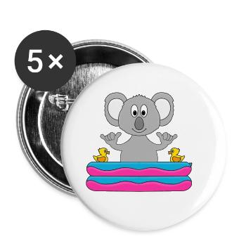 KOALA - PLANSCHBECKEN - POOL - SHAKA - TIER - Buttons groß 56 mm (5er Pack) - Weiß - Vorne