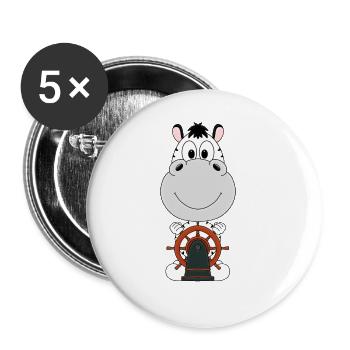 ZEBRA - KAPITÄN - BOOT - SCHIFF - MEER - SEE - Buttons groß 56 mm (5er Pack) - Weiß - Vorne