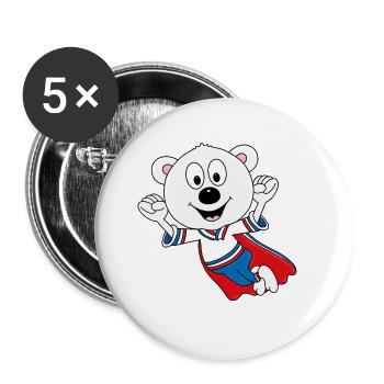 EISBÄR - SUPERHELD - TIER - TIERISCH - KINDER - Buttons groß 56 mm (5er Pack) - Weiß - Vorne