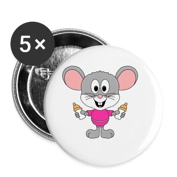 MAUS - BABY - FLÄSCHCHEN - GEBURT - KIND - TIER - Buttons groß 56 mm (5er Pack) - Weiß - Vorne