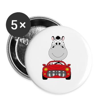 ZEBRA - AUTO - TIER - TIERISCH - Buttons groß 56 mm (5er Pack) - Weiß - Vorne