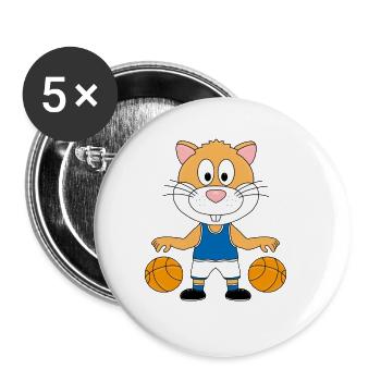 HAMSTER - BASKETBALL - SPORT - TIER - Buttons groß 56 mm (5er Pack) - Weiß - Vorne