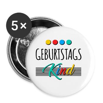 Geburtstagskind - Buttons groß 56 mm (5er Pack) - Weiß - Vorne