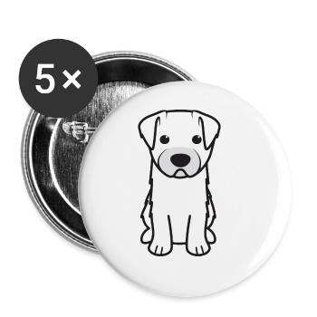 Bichon Yorkie Dog Cartoon Kawaii Illustration - Lot de 5 grands badges (56 mm) - blanc - Devant