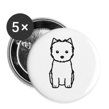 Cairn Terrier Dog Cartoon Kawaii Illustration - Lot de 5 grands badges (56 mm) - blanc - Devant
