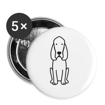 Bloodhound Dog Cartoon Kawaii Illustration - Lot de 5 grands badges (56 mm) - blanc - Devant