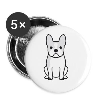 Boston Terrier Dog Cartoon Kawaii Illustration - Lot de 5 grands badges (56 mm) - blanc - Devant