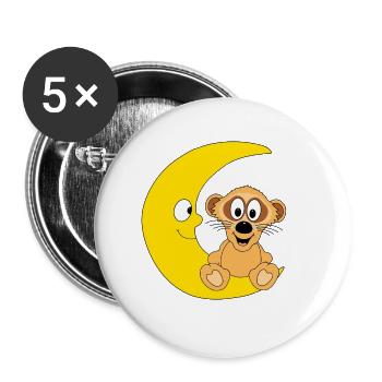 ERDMÄNNCHEN - MOND - TIER - KIND - BABY - Buttons groß 56 mm (5er Pack) - Weiß - Vorne