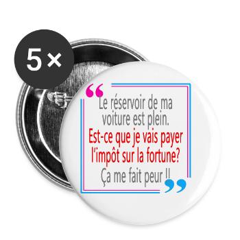 Le réservoir de ma voiture est plein - Lot de 5 grands badges (56 mm) - blanc - Devant