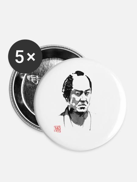 Bad Samurai Porträt - Buttons groß 56 mm (5er Pack) - Weiß