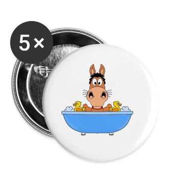PFERD - PONY - BADEWANNE - BADEN - TIERISCH - Buttons groß 56 mm (5er Pack) - Weiß - Vorne