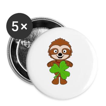 FAULTIER - KLEEBLATT - TIER - TIERISCH - KLEE - Buttons groß 56 mm (5er Pack) - Weiß - Vorne