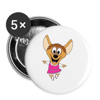 HYÄNE - TANZEN - TÄNZERIN - BALLETT - BALLERINA - Buttons groß 56 mm (5er Pack) - Weiß - Vorne