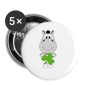 ZEBRA - KLEEBLATT - TIER - TIERISCH - KIND - BABY - Buttons groß 56 mm (5er Pack) - Weiß - Vorne