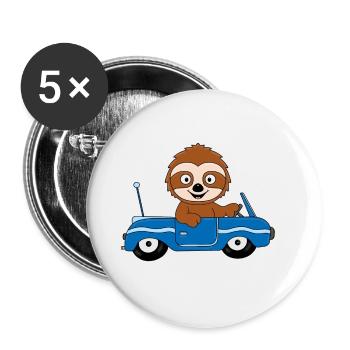 FAULTIER - AUTO - TIER - TIERISCH - KIND - BABY - Buttons groß 56 mm (5er Pack) - Weiß - Vorne