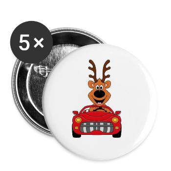 REH - AUTO - TIER - FAHRSCHULE - FÜHRERSCHEIN - Buttons groß 56 mm (5er Pack) - Weiß - Vorne