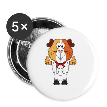MEERSCHWEINCHEN - KOCH - BÄCKER - BERUF - TIER - Buttons groß 56 mm (5er Pack) - Weiß - Vorne