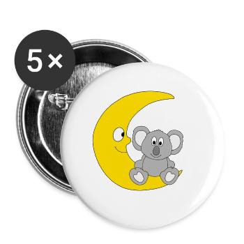 MOND - TIER - KOALA - KIND - BABY - TIERISCH - Buttons groß 56 mm (5er Pack) - Weiß - Vorne