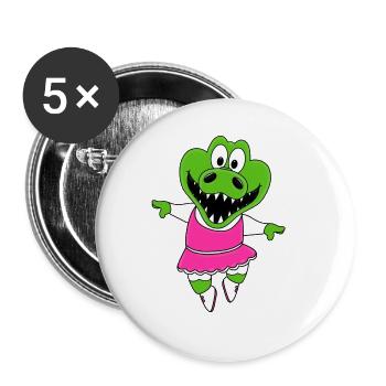 KROKODIL - TANZEN - BALLETT - BALLERINA - TÄNZERIN - Buttons groß 56 mm (5er Pack) - Weiß - Vorne