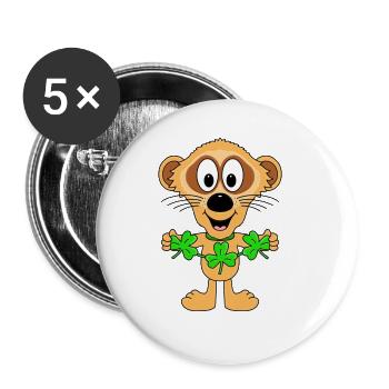 ERDMÄNNCHEN - KLEEBLÄTTER - TIER - TIERISCH - Buttons groß 56 mm (5er Pack) - Weiß - Vorne