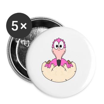 FLAMINGO - BABY - KIND - GEBURT - EI - TIER - Buttons groß 56 mm (5er Pack) - Weiß - Vorne