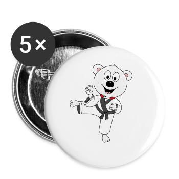 EISBÄR - KARATE - JUDO - SELBSTVERTEIDIGUNG - TIER - Buttons groß 56 mm (5er Pack) - Weiß - Vorne