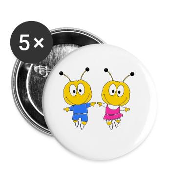 BIENEN - BIENE - TANZEN - BIENENTANZ - LIEBE - Buttons groß 56 mm (5er Pack) - Weiß - Vorne