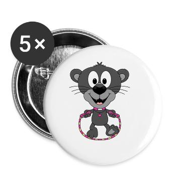 PANTHER - SPRINGSEIL - SEILSPRINGEN - TIER - BABY - Buttons groß 56 mm (5er Pack) - Weiß - Vorne