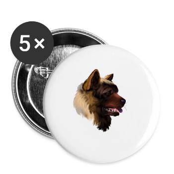 American Akita Dog Watercolor Art Illustration - Buttons large 2.2''/56 mm (5-pack) - white - Front