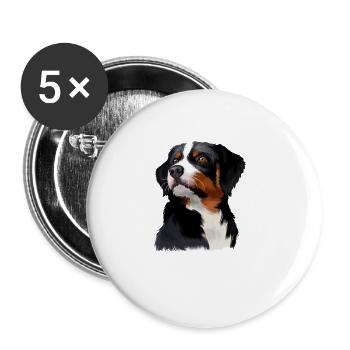 Appenzeller Sennenhund Hunde Aquarell Illustration - Buttons groß 56 mm (5er Pack) - Weiß - Vorne