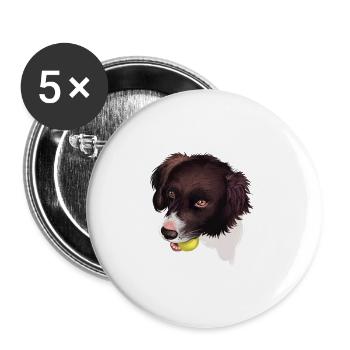 Drentsche Patrijshond Hund Aquarell Illustration - Buttons groß 56 mm (5er Pack) - Weiß - Vorne
