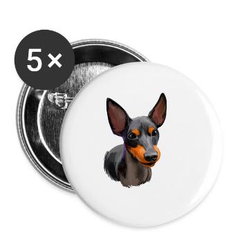English Toy Terrier Dog Watercolor Illustration - Buttons large 2.2''/56 mm (5-pack) - white - Front