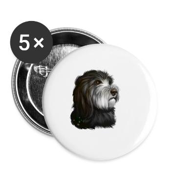 Illustration de l’aquarelle du chien de berger catalan - Lot de 5 grands badges (56 mm) - blanc - Devant