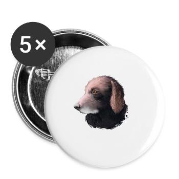 Curly Coated Retriever Hund Aquarell Illustration - Buttons groß 56 mm (5er Pack) - Weiß - Vorne
