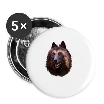 Illustration de l’aquarelle du chien belge Tervuren - Lot de 5 grands badges (56 mm) - blanc - Devant
