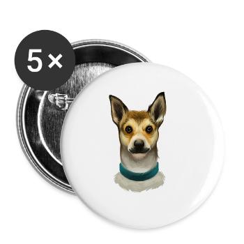 Norwegian Lundehund Dog Watercolor Illustration - Buttons large 2.2''/56 mm (5-pack) - white - Front