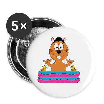 OTTER - FISCHOTTER - BIBER - MARDER - POOL - SHAKA - Buttons groß 56 mm (5er Pack) - Weiß - Vorne