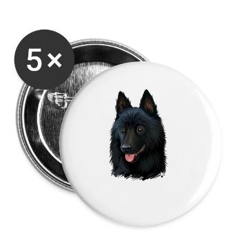 Schipperke Hund Aquarell Illustration - Buttons groß 56 mm (5er Pack) - Weiß - Vorne