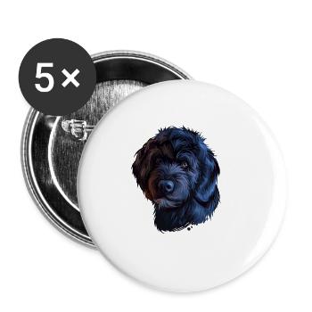 Portuguese Water Dog Watercolor Illustration - Buttons large 2.2''/56 mm (5-pack) - white - Front