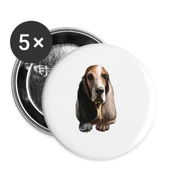 Southern Hound Dog Watercolor Art Illustration - Buttons large 2.2''/56 mm (5-pack) - white - Front